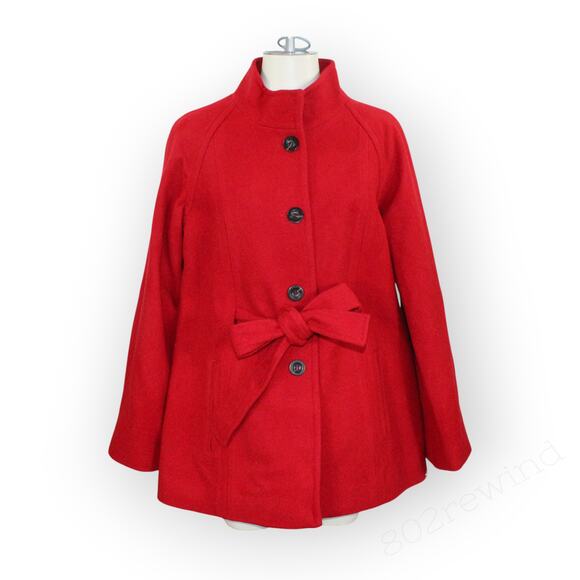 New S/M Pendleton Winter Getaway Coat Jacket MerinoWool MadeInUSA Red ALine - Picture 1 of 16